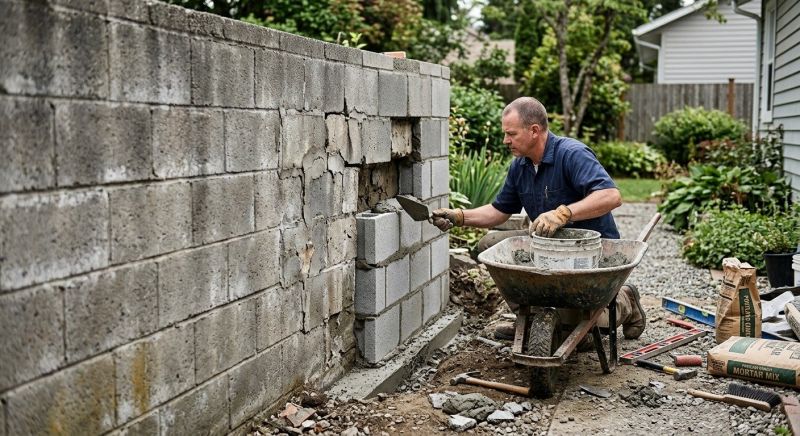 Cinder Block Wall Repair in Casselton, ND