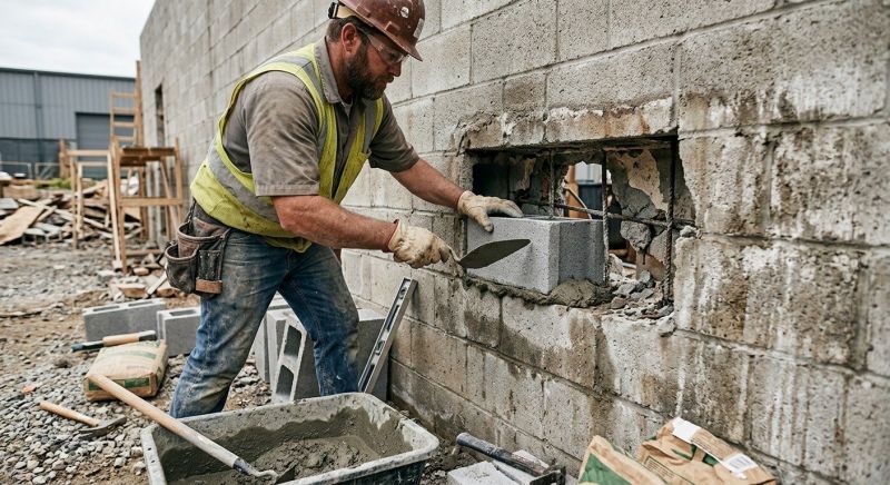 Cinder Block Wall Repair in Fargo, ND